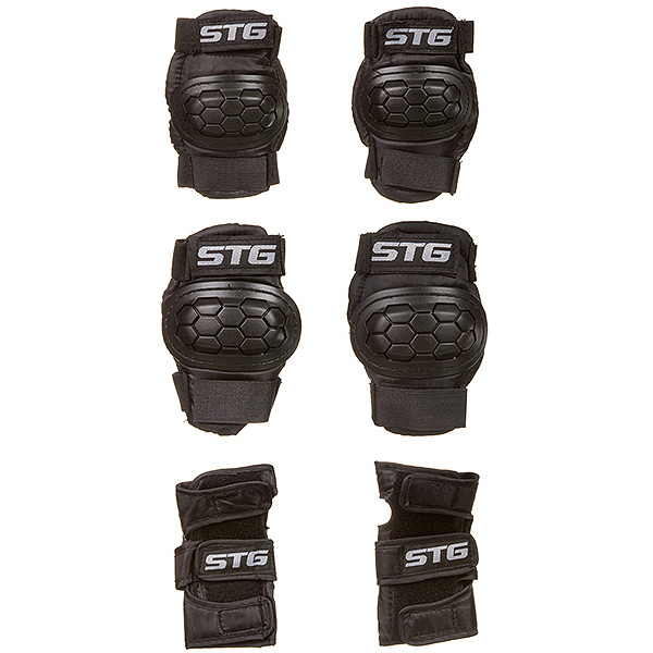 Защита детская STG YX-0303 комплект наколенники, налокотник, защита кисти.черная, размер S