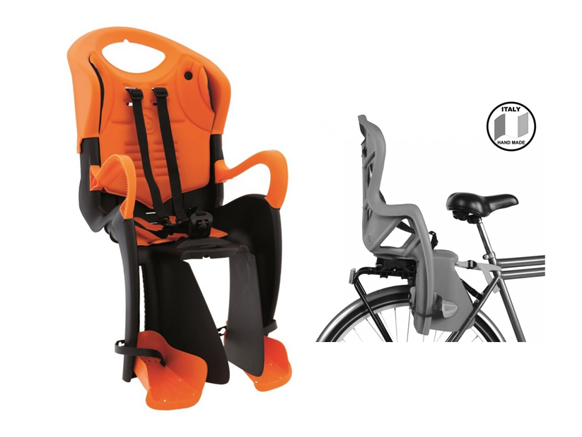 BELLELLI Сидение заднее Tiger Clamp, чрно-оранжевое с оранжевой вставкой, до 22кг