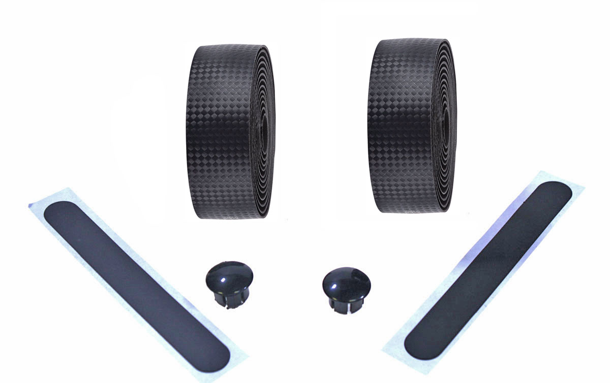 Обмотка на руль TRIX, полиуретановая, 30х1900мм, с заглушками руля, черная Карбон(100)