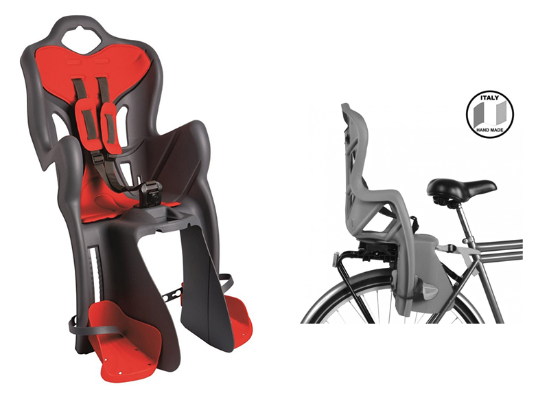 BELLELLI Сидение заднее B-One Clamp, тмно-серое с красной вставкой до 22кг