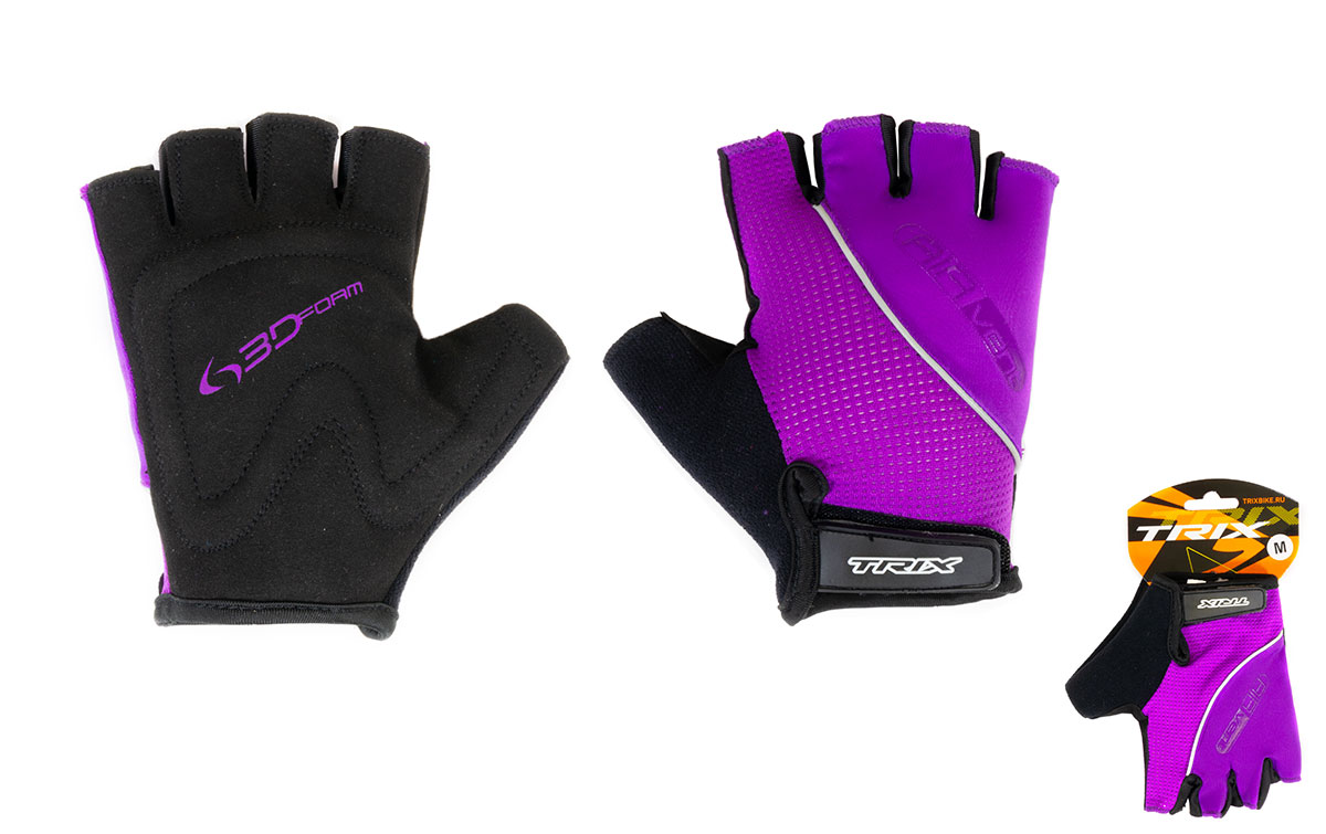 Перчатки TRIX nw  женские, M, коротк. пальцы, гелев. вставки, дышащая лайкра/искусств. замша, пурпур