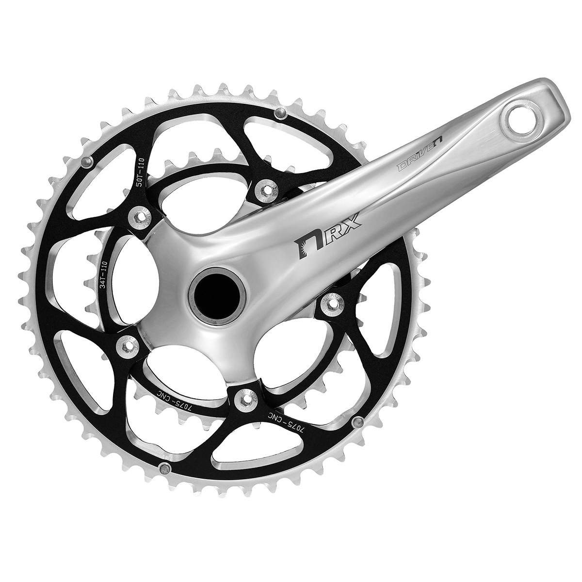 Система SUNRACE RX, звзды Al7075, 50-36T, BCD 110мм шатуны кованый AL6061, 172,5мм, с кареткой ISIS