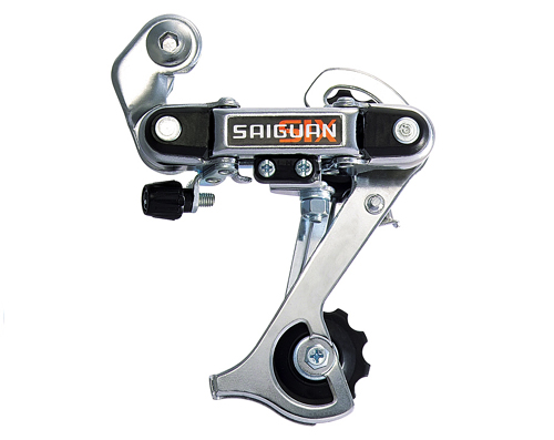 Переключатель задний HG-18A дискретный длиная лапка, мкость 36T, крепление на петух, сталь,серебро