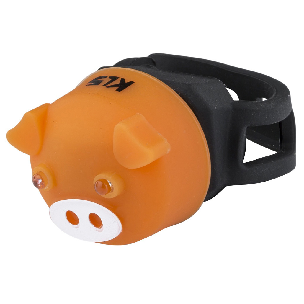 Фонарик задний KLS PIGGY оранжевый 2 красных LED, 2 режима, батарейки 2хCR2032 в компл., универсальн