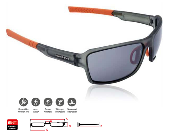Очки солнцезащитные спортивные SWISSEYE Freestyle dark grey crystal/orange - smoke FM