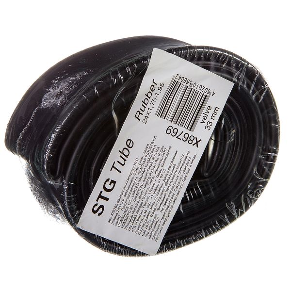 Камера велосипедная STG, резина,24Х1,75/1,95 ,автониппель 33мм  (упак. вакум. пакет)
