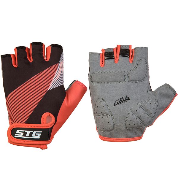 Перчатки STG мод.912 с защитной прокладкой,застежка на липучке,размер С,черн/красный