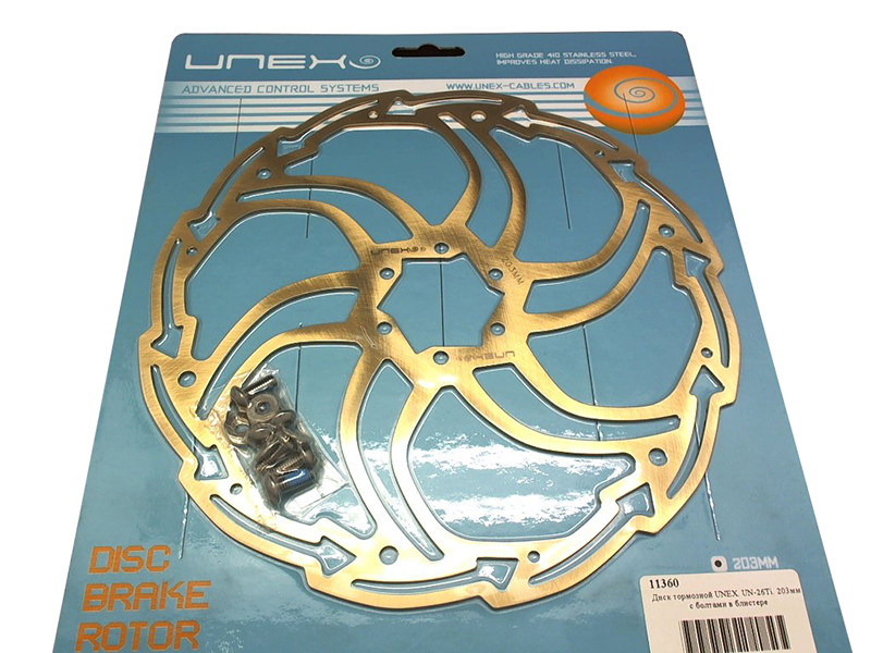UNEX Диск тормозной UN-26Ti 203мм с болтами в блистере стрела