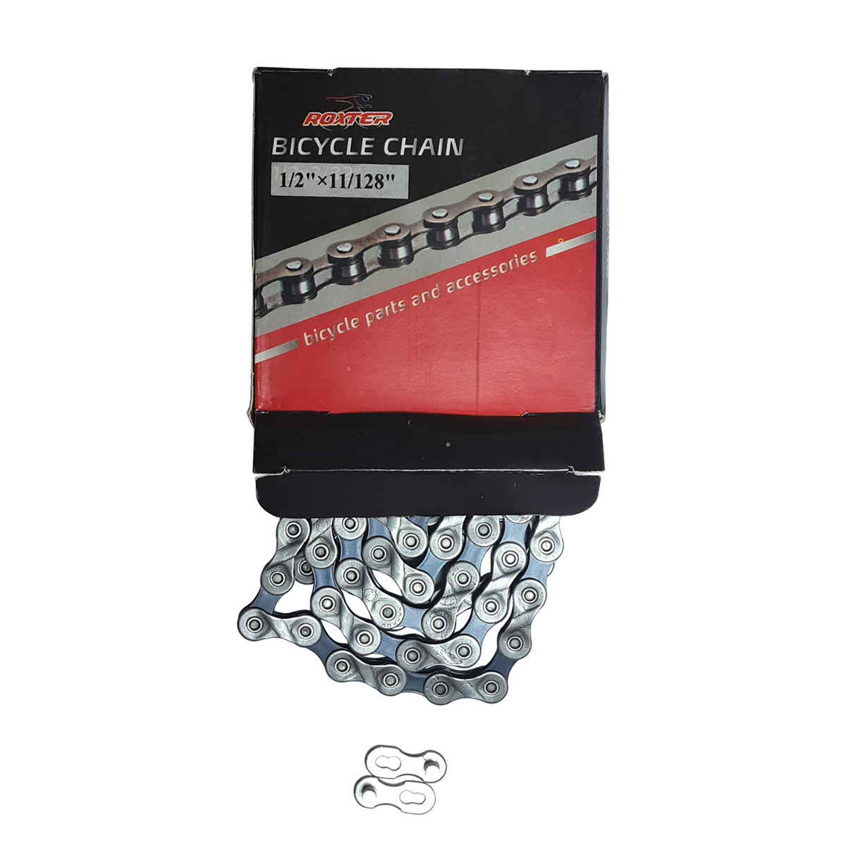 Цепь Z90, 9 ск. индексная, 1/2x11/128x116L, серебр./чр., с соед.звеном, в торг.уп.