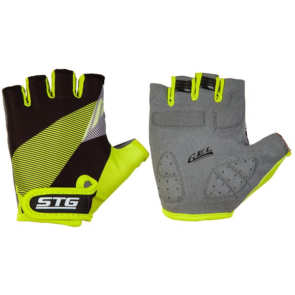 Перчатки STG мод.911 с защитной прокладкой,застежка на липучке,размер ХЛ,черн/салат