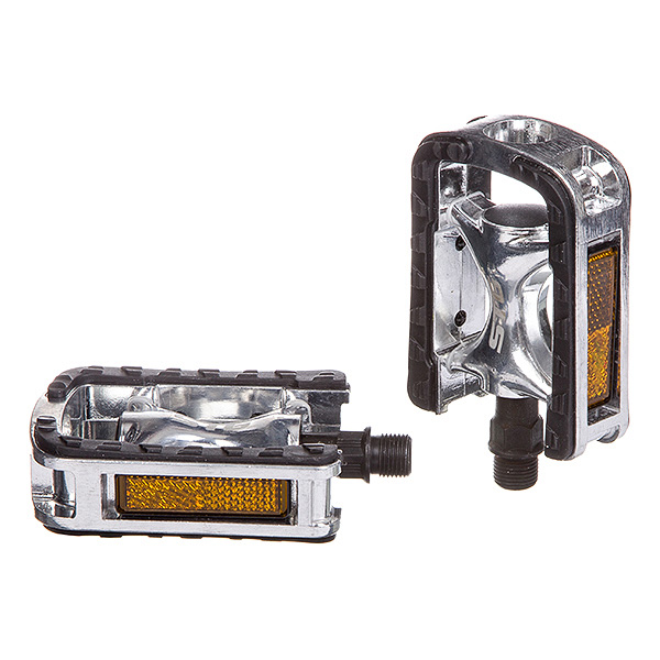 Педали STG,модель LU975, алюм, прорезин, ось 9/16, насып.подшип. Цветчерно-серебристые