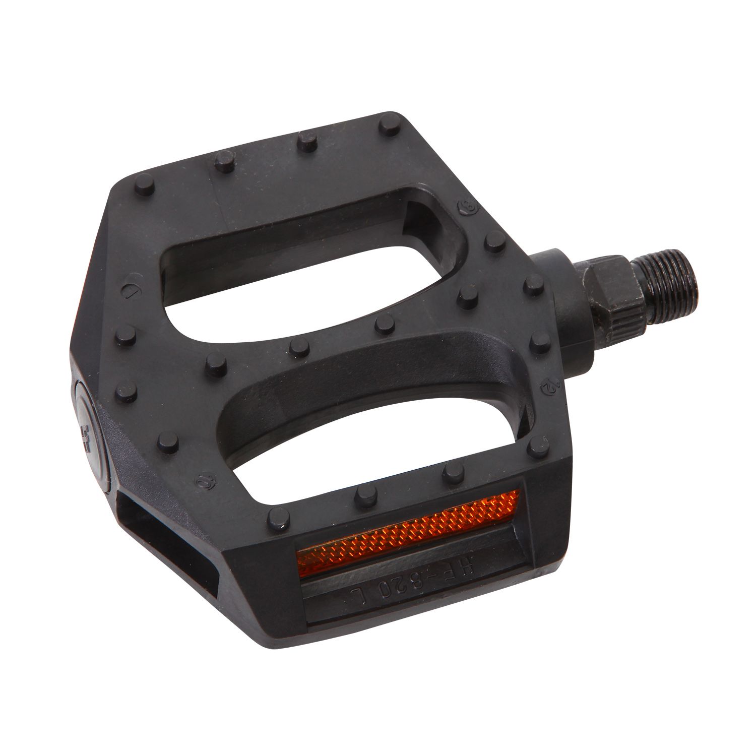 Педали HF-820, ось 9/16", пластик, черные, с катафотом для велосипедa