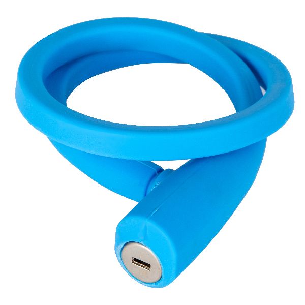 Замок STG TY4538, трос ,на ключе, диам.12х60см, силикон. Оплетка, синий