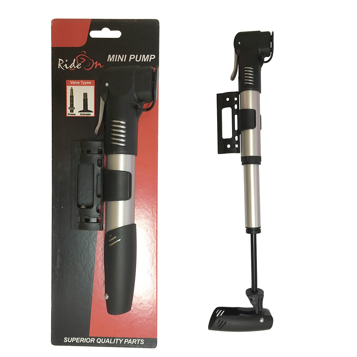 Насос S294-G алюминиевый телескопический, 27х230мм,Т-образ.ручка, Schrader/Presta, фиксатор с рычажк