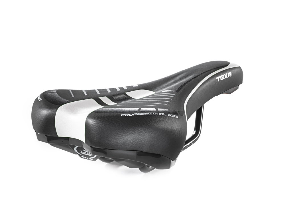 Седло MTB TEXA чрный/белый, Flex PU, покрытие синт.кожа, 275х148мм, 325г