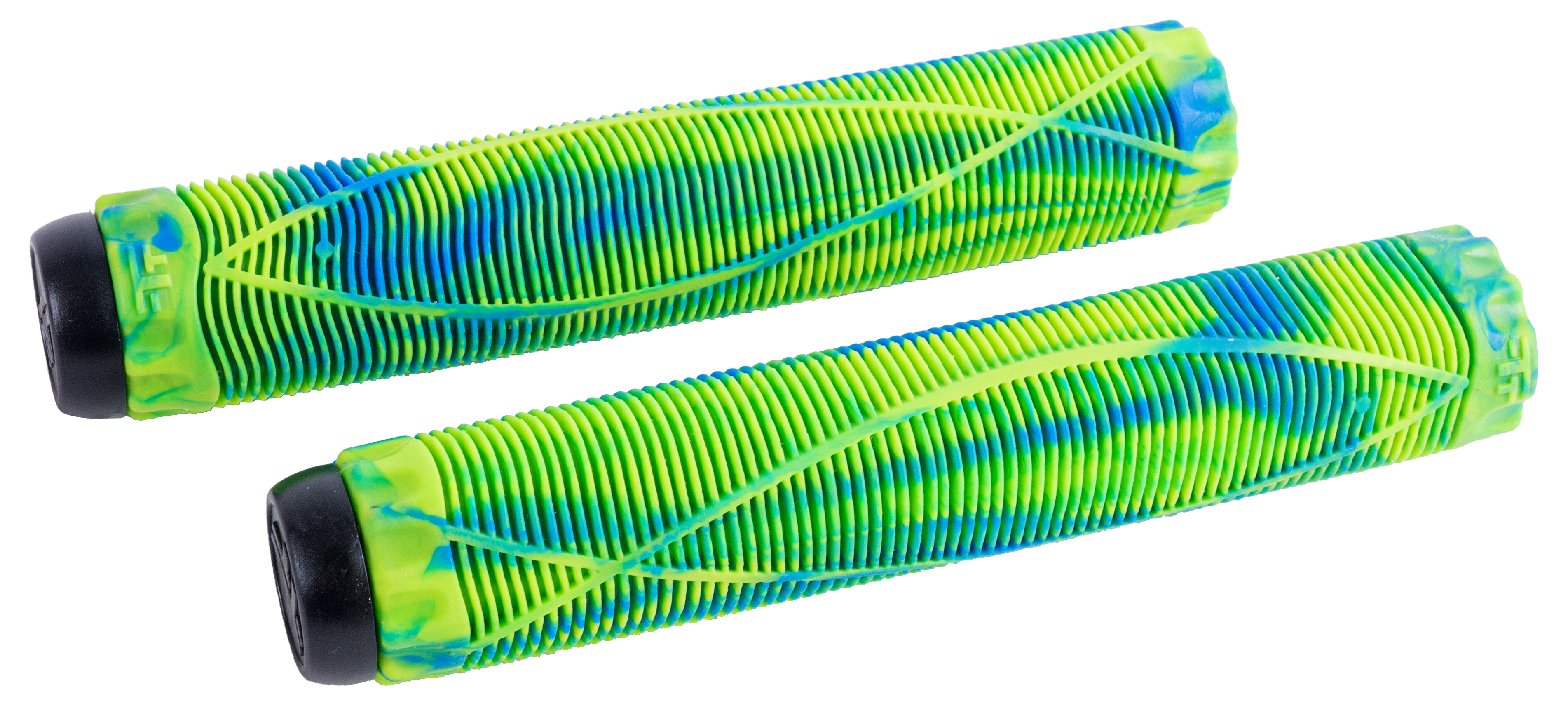 Н-р грипсы 2шт с барендами Fish, 170mm, Green/Blue, на трюковой самокат  1/100 294354