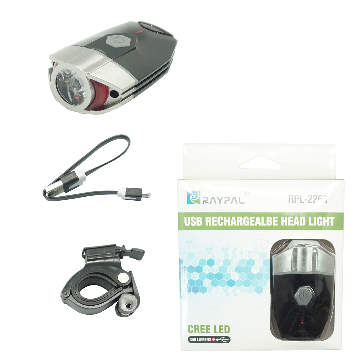 Фара передняя RPL-2269, 1 светодиод Cree XPG, макс. 300 лм, время работы 2  6ч, 4 режима 100 -50 - 2