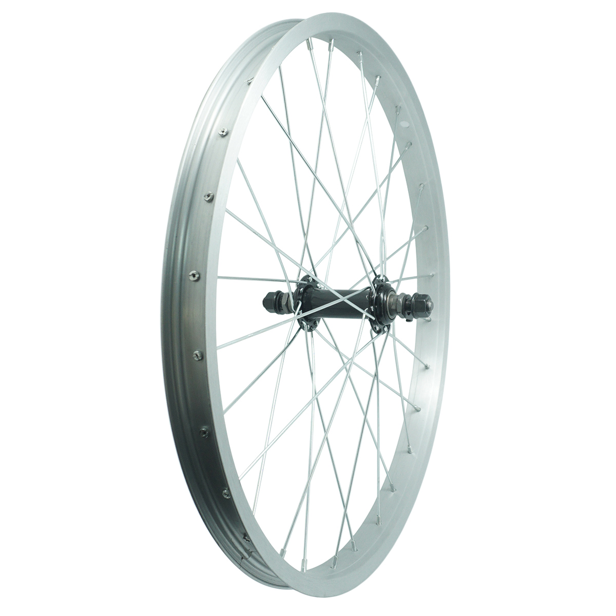 Колесо 28/29 переднее, обод одинарный алюм. б/пист., втулка стальная, на гайках,чрная