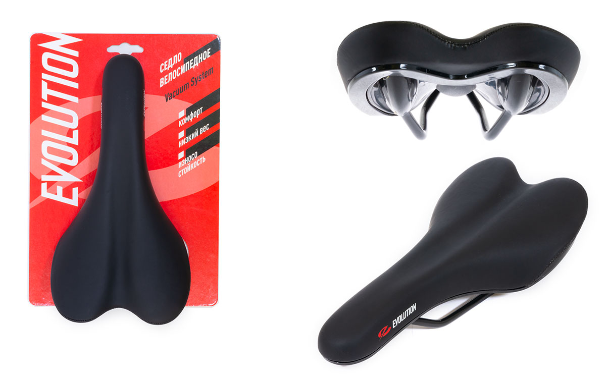 Седло EVOLUTION, спорт 285x145 мм, винил, черное TTS010 (50)