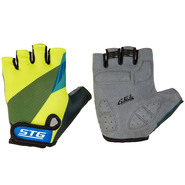 Перчатки STG мод.910 с защитной прокладкой,застежка на липучке,размер М,черн/салат/синие