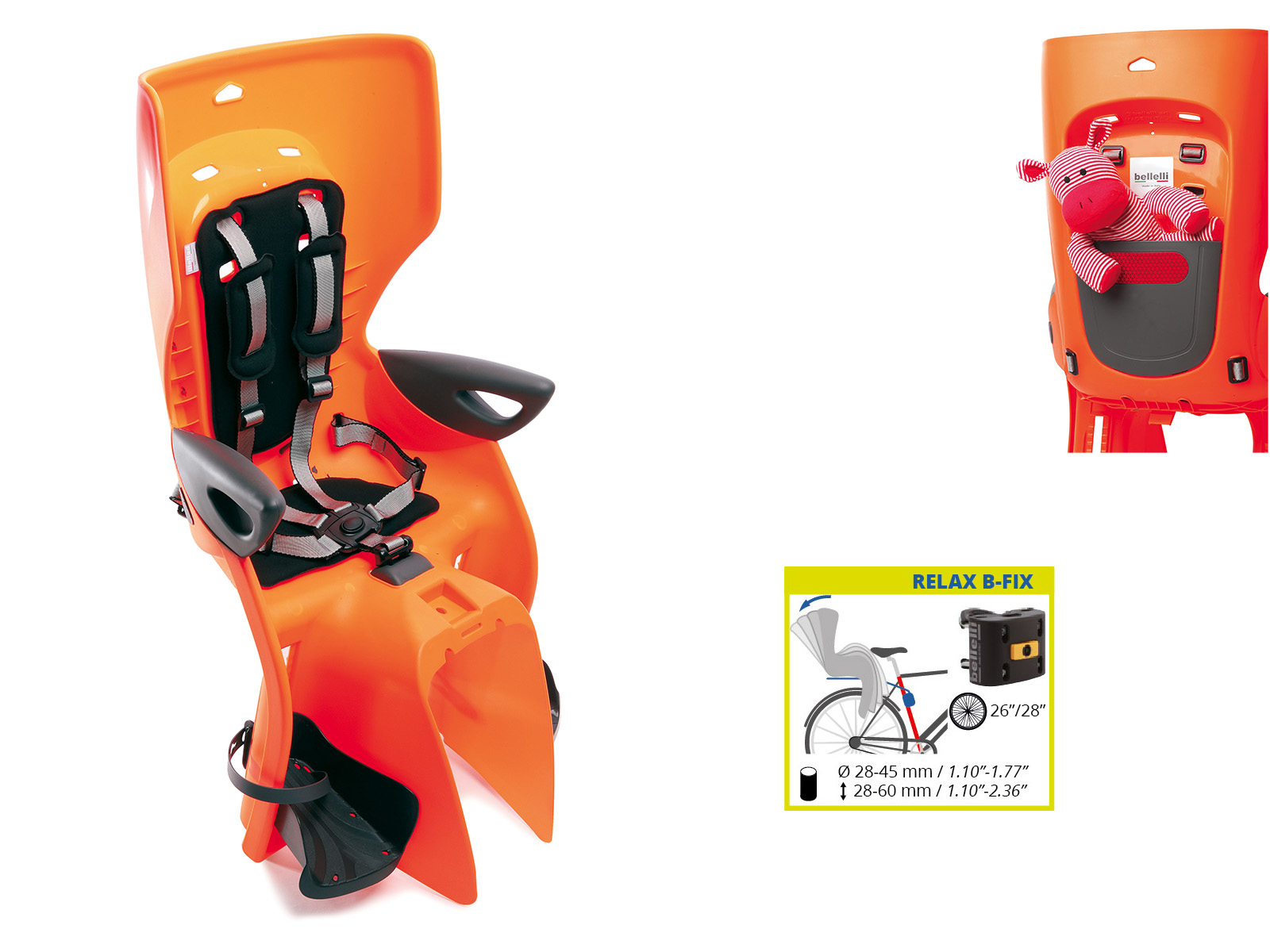 BELLELLI Сидение заднее Summer Relax B-fix, оранжевый, до 22кг