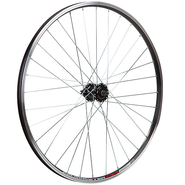 Колесо 28 перед двустен.обод 32 отв., втулка SF B07F алюм под диск 6 болтов, эксцентрик, про