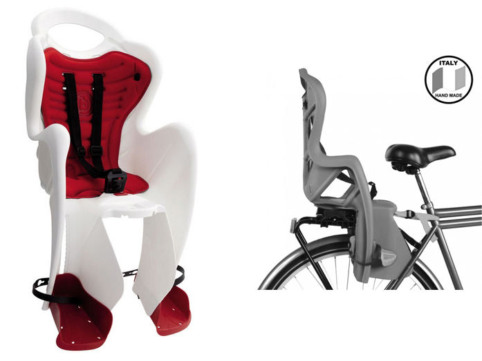 BELLELLI Сидение заднее Mr Fox Clamp, белое с красной вставкой, до 22кг