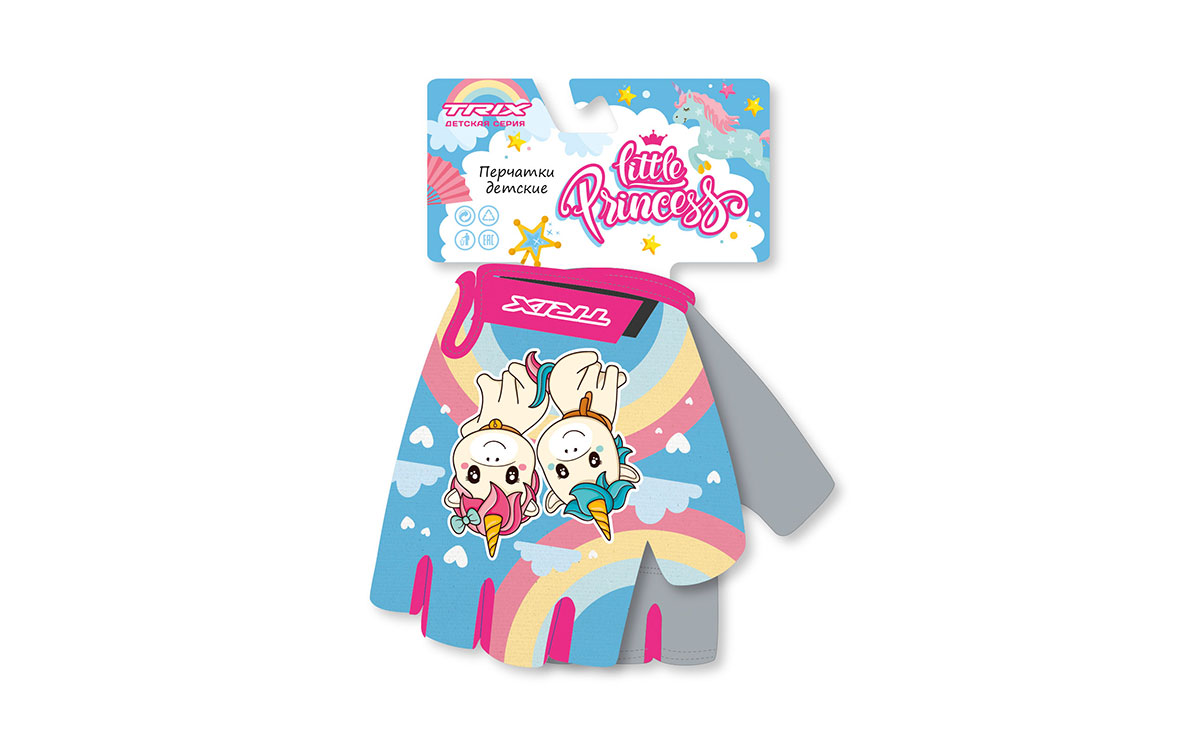Перчатки TRIX nw  Little Princess детск., 7XS, коротк. пальцы, гелев. вставки, дышащая лайкра/искусс