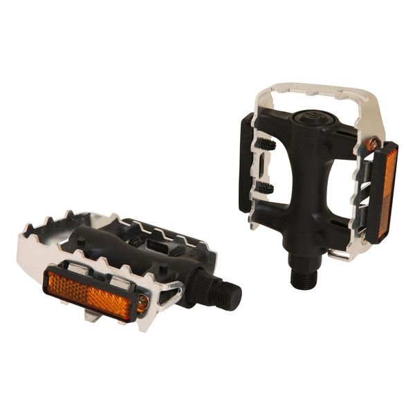 Педали велосипедные STG FP-906, 9/16", алюминий/пластик, черный/серебряный, Х83534