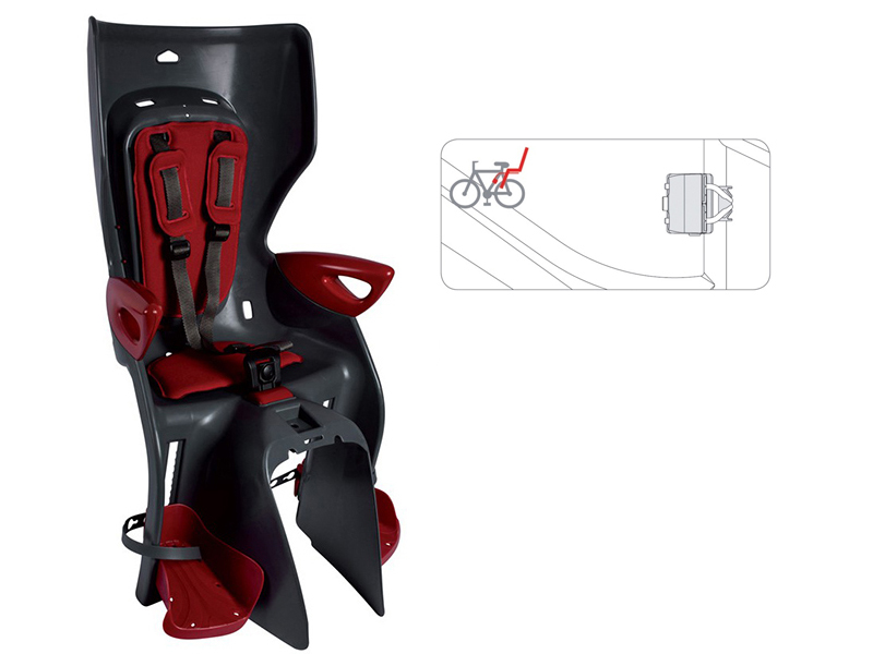 BELLELLI Сидение заднее Summer Standard B-fix тмно-серый/красный, НА ВЕЛОСИПЕД 29, до 22кг