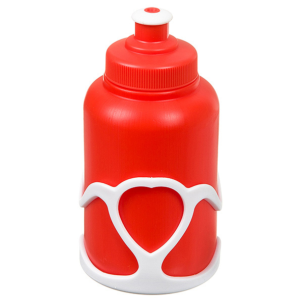 Велофляга STG с флягодержателем (Белый флягодержатель, Оранжевая фляга).