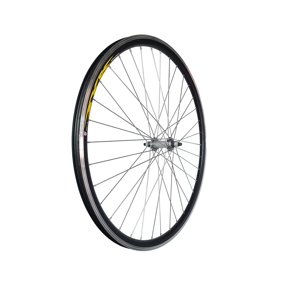 Колесо 24 перед., обод двойной алюм. б/пист. чр., втулка стальная, гайка,серебр.