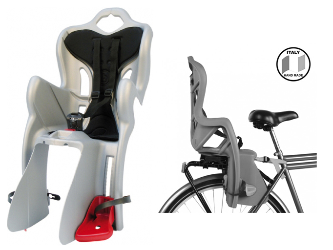 BELLELLI Сидение заднее B-One Clamp, серебристое с черной вставкой до 22кг