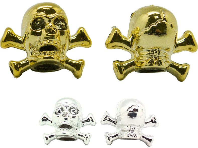 Колпачок на автониппель череп с костями хром/золото