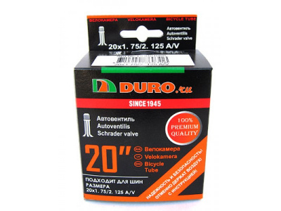 Камера 20 DURO 20х1,75/2,125 A/V бутил (в инд. упак.)