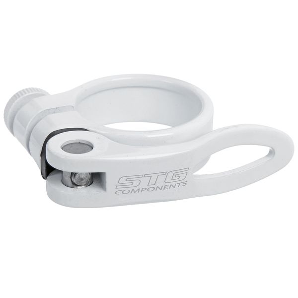 Хомут подседельный STG, KC-88 34,9мм с логотипом STG, белый