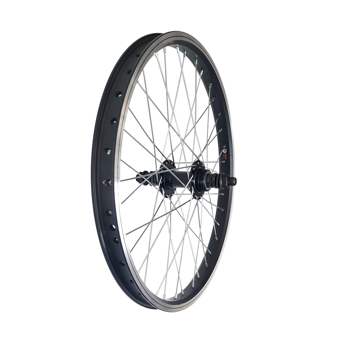 Колесо 20 BMX заднее, обод двойной алюм. б/пист. чр., втулка алюм.36H,ось 14мм, гайка,чр.