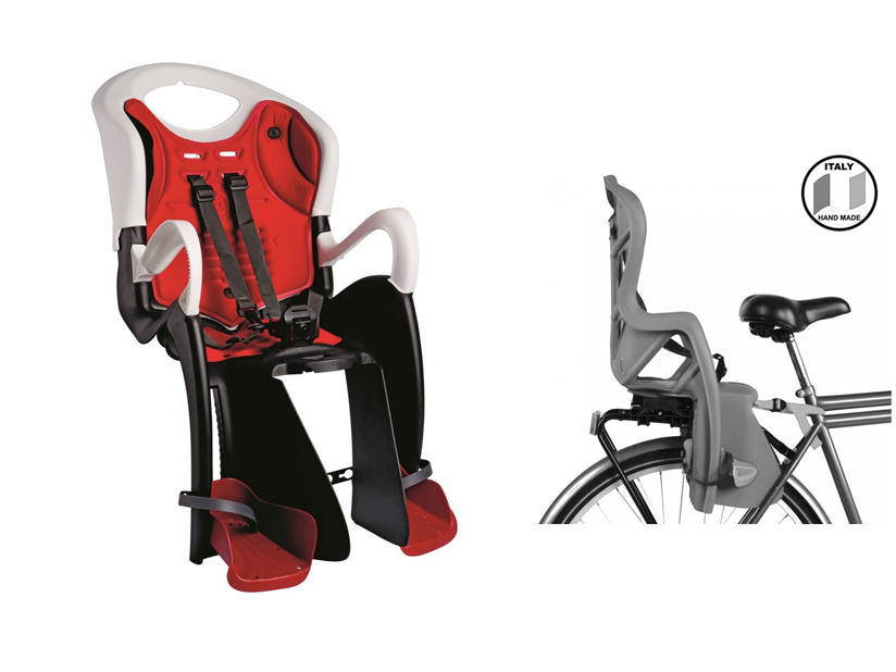 BELLELLI Сидение заднее Tiger Clamp, черно-белое с красной вставкой, до 22кг