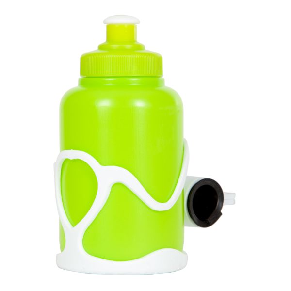 Велофляга STG с флягодержателем (Белый Флягодержатель, Зеленая фляга).