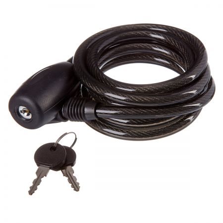 Замок, трос спиральный, с ключом диам.12х120см