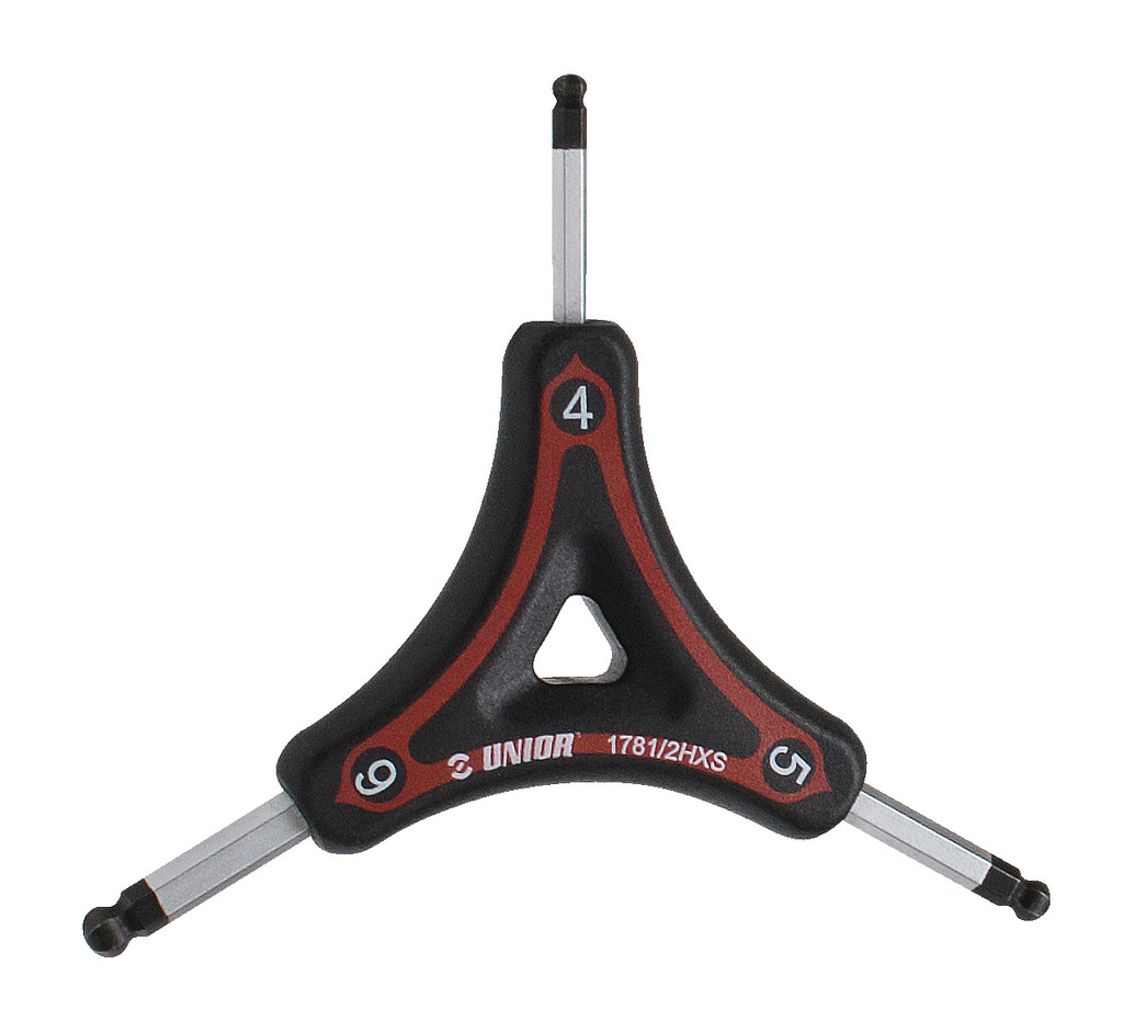 Ключ трехстор. шестигр. с закругл. жалом 4х5х6 красный. Ручка с пластмассовой вставкой обеспечивает 