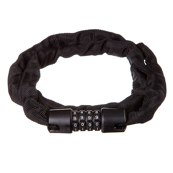 Замок STG TY760, цепь в мат. оплетке, кодовый, диам.3,5х900см черный