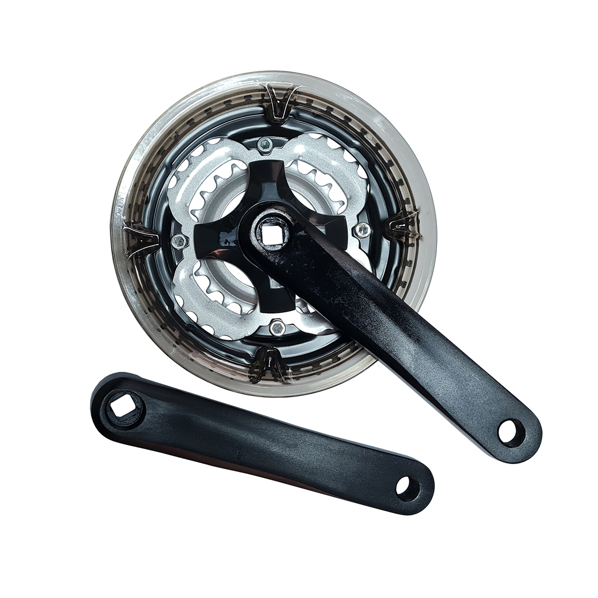 Система HDL-L355 шатуны алюминиевые 170мм чрные, звзды 24/34/42T, с дымчатой защитой