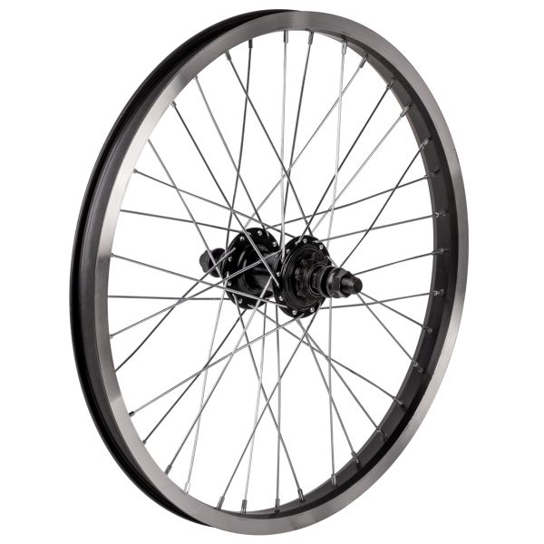 Колесо заднее 20 для BMX, двойной алюм. обод 36H, алюм. втулка, ось 14х175 мм, 9Т, черный