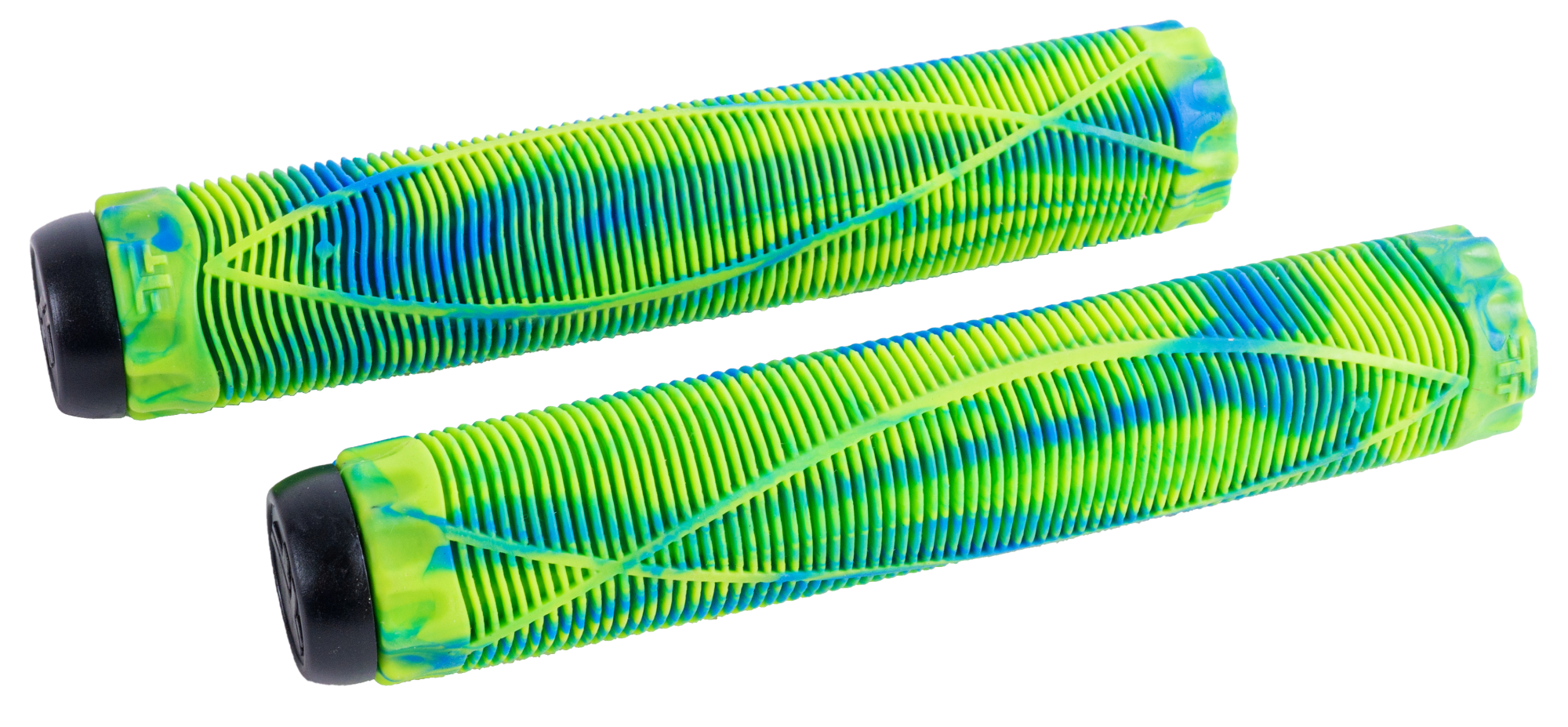 Н-р грипсы 2шт с барендами Fish, 170mm, Green/Blue, на трюковой самокат  1/100 294354